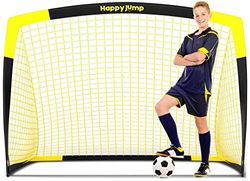 Happy Jump fotbollsmål Pop Up fotbollsnät fotbollsstolpe för trädgård fotbollsträning x 1 (127 x 9,6 cm, svart + gul)
