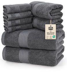 Utopia Towels 8 Piece Towel Set, 700 GSM, 2 Bath Towels, 2 Hand Towels and 4 Washcloths, Grey