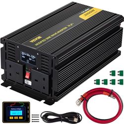 VEVOR Power Inverter 3000W Modified Sine Wave Inverter DC 24V to AC 240V Car Converter with LCD Display Remote Controller LED Indicators AC Outlets Power Inverter for Car RV Truck Boat Travel Camping