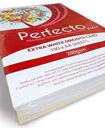 PAPER BOUTIQUE Perfecto, Extra White 280 GSM Smooth Card, 100 x A4 Sheets