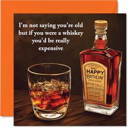 Funny Birthday Cards for Men - Vintage Whiskey - Rude Male Birthday Card for Men Humour Dad Husband Uncle Brother Son in Law Grandad, 145mm Whisky Bday Man Greeting Cards