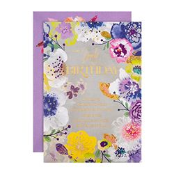 Hallmark Tarjeta de cumpleaños con diseño floral tradicional