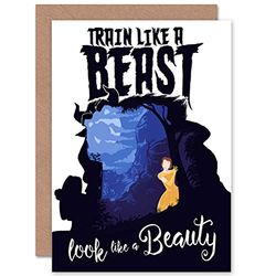 Wee Blue Coo Train Like A Beast Gym Motivational Blank Greeting Card
