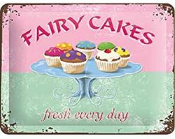 Nostalgic-Art Cartaz de chapa retro Fairy Cakes Fresh Every Day, ideia de presente para a cozinha, metálico, design vintage decorativo, 30 x 40 x 0,2 cm