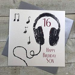 white cotton cards Large 16 Happy Birthday Son Handmade 16th Birthday Card, XSB54-S16