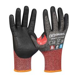 Gebol Multi Cut F Plus | Talla M (Gr 8) | Guantes finos de protección contra cortes con revestimiento suave de puntos | Guantes de trabajo aptos para tacto, lavables, sostenibles, para hombre y mujer