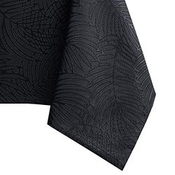 AmeliaHome Round Tablecloth, 150 x 150 cm, Stain Protection, Lotus Effect, Washable, Waterproof, Gaia Ornament, Black