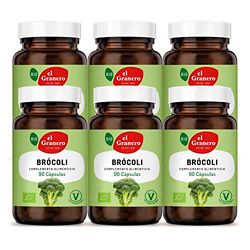 El Granero Integral - Pack de 6 Unidades - Brócoli Bio - 90 Cápsulas - Complemento Alimenticio a Base de Polvo de Brócoli - Efecto Antioxidante - Ayuda al Organismo a Depurar