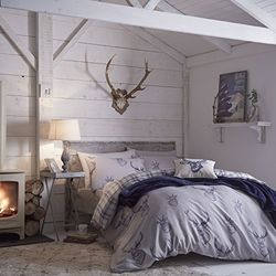 Catherine Lansfield Parure de lit Stags Navy 140 x 200 + 70 x 90 cm