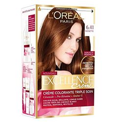 L'Oréal Paris - Excellence Crème - Coloration Permanente Triple Soin 100 pourcent Couverture Cheveux Blancs, Nuance 6, 41 Noisette, 6 Unité (Lot de 2)