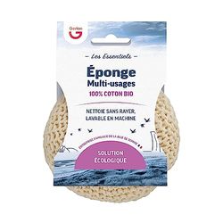 Tvättbar återanvändbar svamp - innovativ produkt 100% ekologisk bomull tillverkad i Frankrike - skonsam rengöring och desincrust