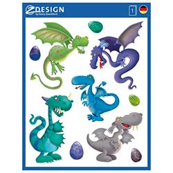 AVERY Zweckform 54992 Window Decorations Dragon (9 Self-Adhesive Window Stickers, Window Stickers and Decoration for Windows, Window Film) Multi-Coloured