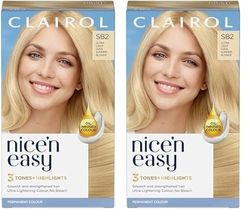 Clairol Nice'n Easy Crème, Natural Looking Oil Infused Permanent Hair Dye, SB2 Ultra Light Cool Summer Blonde (Pack of 2)
