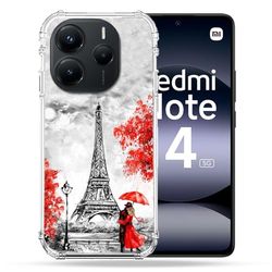 Cokitec Förstärkt fodral för Xiaomi Redmi Note 14 5G resa, Frankrike, Paris, röd