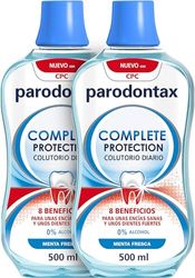 Parodontax Colutorio Complete Protection, Enjuague Bucal Diario Con 0% Alcohol, Para Unas Encías Sanas y Dientes Fuertes, Sabor zMenta Fresca, Pack 2 x500ml