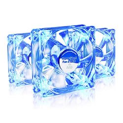 AABCOOLING Super Silent Fan 8 Blue LED - Silent and Efficient 80mm Fan with 4 Anti-vibration Pads, PC Quiet Fan, PC Fan, Blue LED, Cooling Fan - Value Pack 3 Pieces 13,9 dB(A)