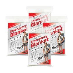 Lot de 4 couvertures d'urgence pour équipement de Survie et équipement Couverture Isolante en Mylar réfléchissant Couverture Thermique d'urgence Solaire d'urgence Matériel de Camping et