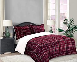 Elegant Comfort, Réversible en Micro-Daim Alternatif au Duvet, Flanelle en microdaim, Bordeaux foncé, lit jumeau