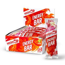 HIGH5 Energy Bars - High Carb Energy Bars for Running, Cycling & Hiking - Real Fruit Oat Bars - Healthy Snacks for Adults - Snack Bars Multipack for Training & Racing (12x55g, Raspberry & White Choc)