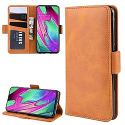 Carcasa de telefono Estuche de Cuero Horizontal con Hebilla magnética de Doble Lado for Galaxy A40, con Soporte y Ranuras for Tarjetas y Billetera y Marco de Fotos (Negro) (Color : Amarillo)