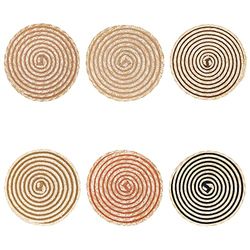 Set of 6 Round Placemats 38cm Spiral Chocolate raffia