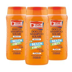 Delice Solaire | Doccia Shampoo Solare Bronze Beach Party Rumba, da 300 ml, Confezione da 3 Pezzi