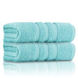 GC GAVENO CAVAILIA 100% Ringspun Cotton, Luxury 550 GSM Zero Twist Sheets, Egyptian, Aqua, 70x120 Bath Towel