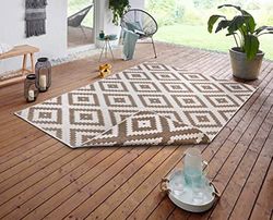 NORTHRUGS In- en outdoor tapijt Malta 160x230cm - omkeerbaar tapijt weerbestendig modern geometrisch patroon tapijt voor balkon terras tuin serre woonkamer tapijt waterdicht in linnen