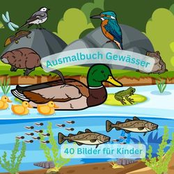 Ausmalbuch Gewässer: 40 Bilder für Kinder