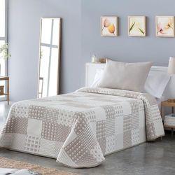 VIALMAN Colcha Bouti leve Sofia 21 para cama de casal de 150 cm, colcha de cama de 150, tamanho colcha 250 x 270 cm, bege
