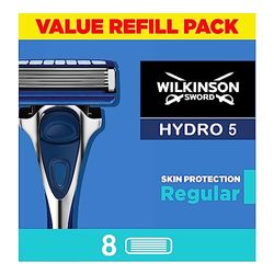 WILKINSON SWORD - Hydro 5 Skin Protection For Men | Hydrating Gel and Precision Trimmer | Pack of 8 Razor Blade Refills