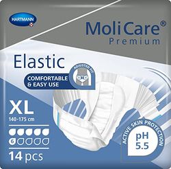 MoliCare Premium Elastic Unisex Disposable Slip: Discreet Use for Woman and Men with Incontinence; 6 Drops, Size XL, 4 Packs of 14 (56 Pieces)