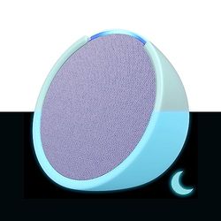 Echo Pop | Altoparlante Bluetooth intelligente con Alexa, compatto e dal suono potente | Lavanda + custodia per Echo Pop Made For Amazon (modello 2023), Fluorescente (brilla al buio)