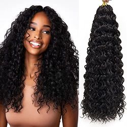 QRHSUKA Gogo Curl Crochet Capelli Ricci Per Le Donne Onda D'acqua Crochet Capelli Intrecciati Onda Profonda Capelli Intrecciati Boemia Trecce All'uncinetto Estensioni Di Capelli Sintetici (18 Pollici