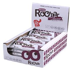Roo'bar Barres Protéinées Cerise & Pépites de Chocolat - Bio & Vegan - 16x40g