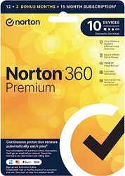 Norton 360 Premium 2024 Antivirus software for 10 Devices, 15 Months subscription|Premium|10 Device|15 Months|PC|Download