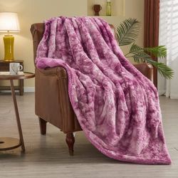 NEWCOSPLAY Superzachte deken van imitatiebont, premium sherpa-achterkant, warme en gezellige sprei, decoratief voor slaapkamer, bankvloer (lichtpaars, plaid (127 x 152 cm)