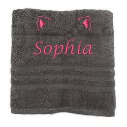 Asciugamano personalizzato con nome splendidamente ricamato Asciugamano da bagno Asciugamano in cotone 100% Asciugamano da bagno con nome (140 x 70 cm, Orecchie)