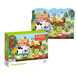 Dodo D300377 Educational Village Adventures Puzzle 60 Pieces, Various