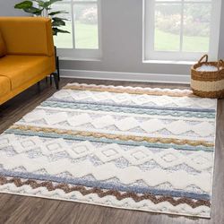 carpet city Tappeto a pelo lungo, 140 x 200 cm, stile bohémien, etnico, multistrato, effetto 3D, morbido, soggiorno, camera da letto, a pelo lungo