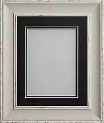 Frame Company Brooke Moonstone Grey Photo Frame, Double Black Mount, 16x12 for 12x10 inch, fitted with perspex