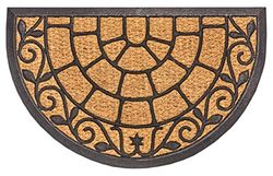 HANSE Home Zerbino in cocco per interni ed esterni, 45 x 75 cm, semicircolare, per esterni, in fibra di cocco, resistente alle intemperie, antiscivolo per ingresso ed esterni, naturale