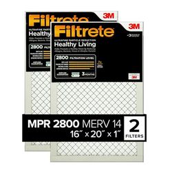 Filtrete 16x20x1 luchtfilter, MPR 2800, MERV 14, gezond leven Ultrafijne deeltjesreductie 3 maanden geplooide 1-inch luchtfilters, 2 filters