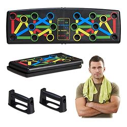 Relaxdays Tavola per Flessioni, Push Up Board Multifunzione 14 in 1, Attrezzi da Palestra in Casa, Kit Maniglie, Nero Unisex Adulto, 11 x 62,5 x 20 cm