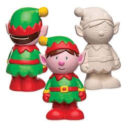 Baker Ross Huchas de Cerámica en Forma de Duende de Navidad (Pack de 2) Para Manualidades y Decoraciones Navideñas Infantiles