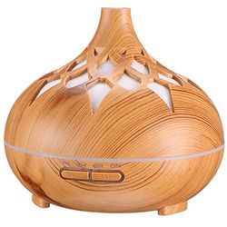 SIXTOL Palm Aroma Difuzer 500 ml | Ultrasone luchtbevochtiger | Voor luchtbevochtiging en doorruiken van thuis, slaapkamer, kantoor | Aromatherapie | Voor etherische oliën (licht hout)