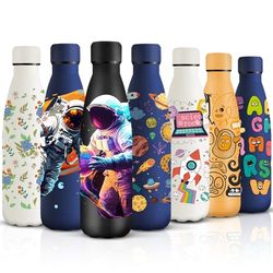 HoneyHolly Botella Termica, 500 ml sin BPA, Botella Agua Acero Inoxidable, Doble Aislamiento, Cantimplora, A Prueba de Fugas, Acero Inoxidable 18/8, Cantimplora Termica para Deportes, Escuela, Yoga