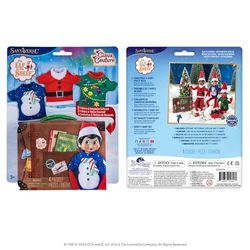 The Elf on The Shelf® Claus Couture Lot de 3 t-Shirts de Noël | Bonhomme de Neige, Père Noël et Sapin de Noël | avec Valise de Voyage | Tenue Scout Elf