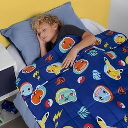 OHS Pokémon 3kg Weighted Blanket, Pokémon Gifts Weighted Blanket Double Bed Sofa Calming Stress Relief Anti Anxiety Duvet, Blue