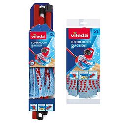 Vileda Lavapavimenti compatto a 3 azioni, con ricarica extra, rosso/blu, 12 x 11 x 48 cm